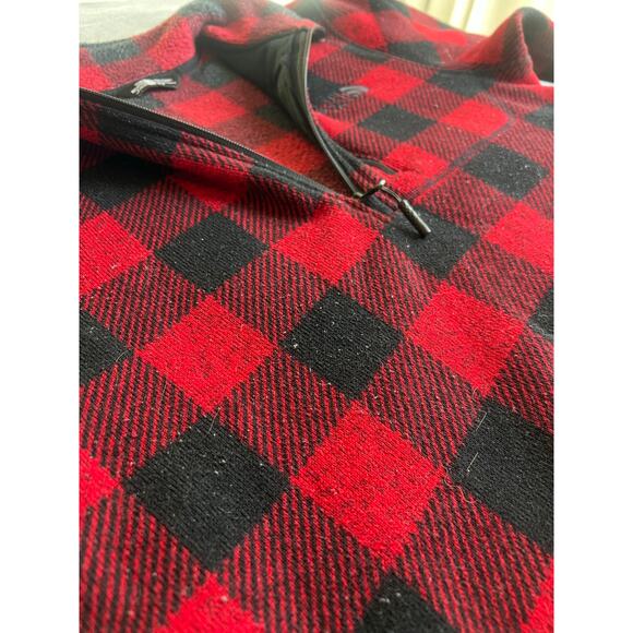 The north face men’s medium red and black plaid fleece tartan pullover 1/4 zip - Picture 4 of 8